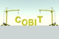 COBIT building concept crane white background