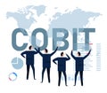 COBIT, Control Objectives for Information and Related Technologies. Concept with keywords, letters and icons vector