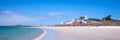 Cobo beach panoramic landscape, Guernsey Royalty Free Stock Photo