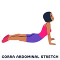 Cobra abdominal stretch. Old horse stretch. Sport exersice. Silhouettes of woman doing exercise. Workout, training Royalty Free Stock Photo