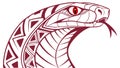 Cobra Head with Vibrant Red and Orange Tribal Patterns, vector design Generative AI Royalty Free Stock Photo
