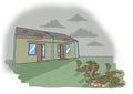 Cobra that lay eggs will attack the house cartoon illustration with a white background