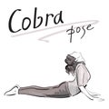 Cobra pose vector illustration. A woman doing yoga exercises.
