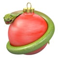Cobra on a red christmas bauble Royalty Free Stock Photo