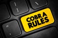 Cobra Rules text button on keyboard, concept background Royalty Free Stock Photo