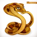 Cobra snake cartoon character. Funny animal, 3d vector icon