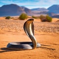 Cobra snake in desert, AI generated Royalty Free Stock Photo