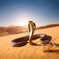 Cobra snake in the desert, AI generated Royalty Free Stock Photo