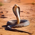 Cobra snake in desert, AI generated Royalty Free Stock Photo