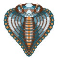 Cobra snake, heart shape head zentangle stylized, vector, illustration, freehand pencil, hand drawn, pattern.