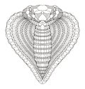 Cobra snake heart shape head zentangle stylized, vector