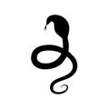 Cobra, venomous, poisonous snake, reptile and predator, wild animal, wildlife, vector, illustration in black color, isolated