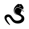 Cobra, venomous, poisonous snake, reptile and predator, wild animal, wildlife, vector, illustration in black and white color