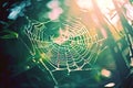 a cobweb photographed with cross processing which involves devel