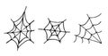 Cobweb. Spider web doodle icon for Halloween. Spider product hand drawing. Vector illustration, isolated on white