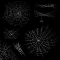 Cobweb. Spider web halloween decor elements, gossamer trap. Spooky fearful and horror silhouettes for tattoo realistic