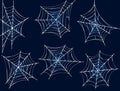 Cobweb or spiderweb vector set. Linear icons