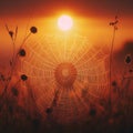 Cobweb Sunset Capture a cobweb silhouetted against a sunset for Royalty Free Stock Photo