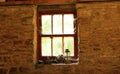 Cobwebbed window and old lamps Royalty Free Stock Photo