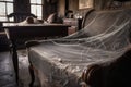 Cobwebs And Dust Covering Furniture. Generative AI