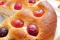 coca amb cireres, typical cake of Catalonia, Spain, with cherries