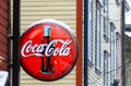 Coca Cola Brand sign and logo on a street in Tallinn, Estonia