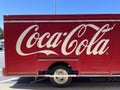 A Coca Cola delivery truck side view