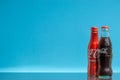 Coca Cola drink on blue background Royalty Free Stock Photo