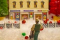 Coca Cola Holiday Vintage Village collection Chandlers Ski Resort scene delivery person close up