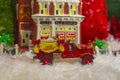 Coca Cola Holiday Vintage Village collection Fire Station and fire truck center