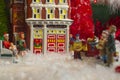 Coca Cola Holiday Vintage Village collection Fire Station and people