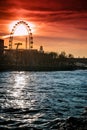 London Eye on a bloody skyline Royalty Free Stock Photo