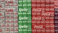 Coca Cola soda display including Coke, Diet Coke, Sprite and Cherry Coke. Coke products are among the best selling soda pop soft Royalty Free Stock Photo