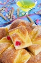 Coca de Sant Joan, typical sweet flat cake from Catalonia, Spain