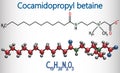 Cocamidopropyl betaine CAPB molecule. It is used in shampoo, i