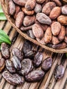 Cocao pod and cocao beans.