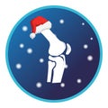Knee bone and Christmas cap, snow. Vector flat design for radiology orthopedic research hospital for body Royalty Free Stock Photo