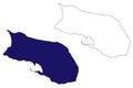 Coche island Bolivarian Republic of Venezuela, Cenrtal America, Caribbean islands map vector illustration, scribble sketch Isla