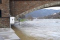 Cochem, Germany - 02 09 2021: Mosel flood at the SkagerrakbrÃÂ¼cke, parking under water