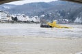 Cochem, Germany - 02 09 2021: Mosel flood with waves from the fences Royalty Free Stock Photo