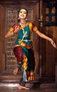 Indian girl dancing Bharat Natyam dance