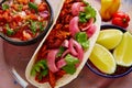 Cochinita Pibil Mexican food with pico de gallo Royalty Free Stock Photo