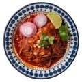 Cochinita Pibil On A White Ornate Round Smooth Plate On Isolated Transparent Background Mexican Food. Generative AI