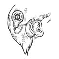 Cochlear implant engraving vector illustration Royalty Free Stock Photo