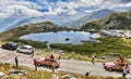 Cochonou Caravan in Alps - Tour de France 2015 Royalty Free Stock Photo