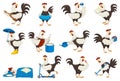 Cock of animal isolated cartoon set icon.Vector illustration set rooster cockerel.Vector cartoon icon cock of animal. Royalty Free Stock Photo