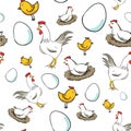 Cock, hen and chick pattern Royalty Free Stock Photo