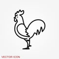 Cock icon. Rooster Flat cock icon design style illustrations