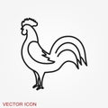 Cock icon. Rooster Flat cock icon design style illustrations
