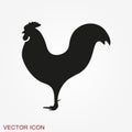 Cock icon. Rooster Flat cock icon design style illustrations